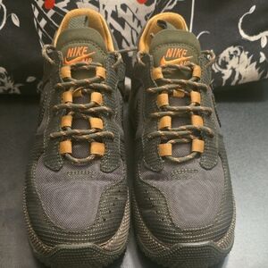Nike Men's Military Green, orange and Gold Athletic Shoes